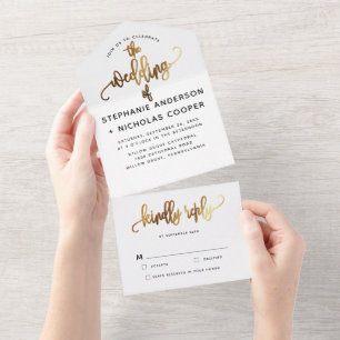 Invitation Tout En Un Black Lovely Script Typographie Or