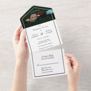 Invitation Tout En Un Black & White Photo moderne Mariage de handfasting