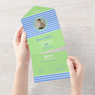 Invitation Tout En Un Bleu ⎮ blanc vert