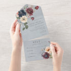 Bleu Bourgogne & Crème Rustique Floral Bleu Pas de