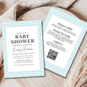Invitation Tout en un bleu En vichy bébé garçon douche