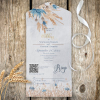 Bleu rustique Corbeilles et Blé Bleu QR Code