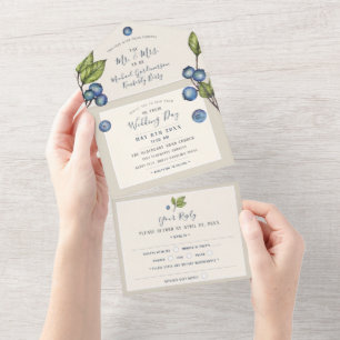 Invitation Tout En Un Blueberries chic Tous en un mariage Inviter