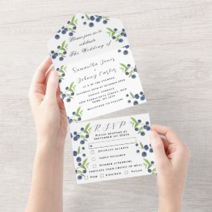 Invitation Tout En Un Blueberries Fruits Été Élégant Mariage rustique