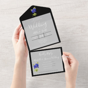 Invitation Tout En Un Bluebonnets du Texas sur le gris clair, mariage du