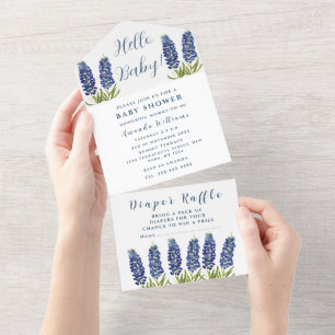 Invitation Tout En Un Bluebonnets Texas Baby shower genre neutre