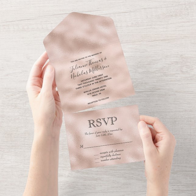 Invitation Tout En Un Blush Rose Glam (Déchirure)