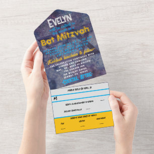 Invitation Tout En Un BM Bat mitzvah Lavendar Blues