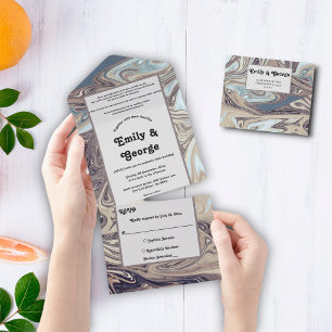 Invitation Tout En Un Bohème minimal ton de la Terre Mariage d'art Abstr