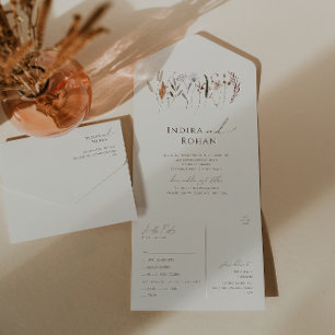 Invitation Tout En Un Boho Automne Fleur sauvage Beige Sceau Décontracté