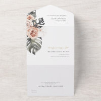 BOHO BLUSH PEACH FLORAL MONSTRERA FEAF MARIAGE TOU