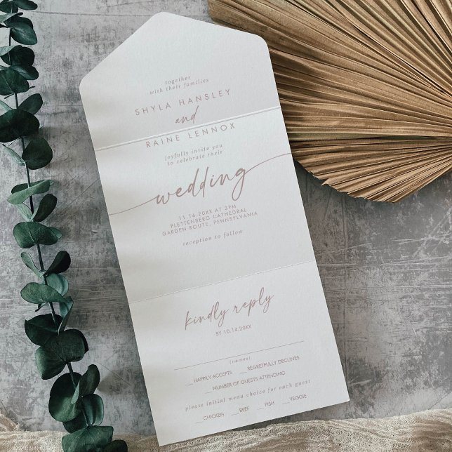 Invitation Tout En Un Boho Chic Blush Pink Meice Choice RSVP Mariage (Créateur téléchargé)