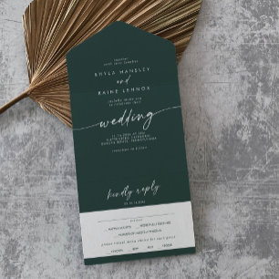 Invitation Tout En Un Boho Chic Emerald Green Meice Choice RSVP Mariage