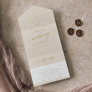 Invitation Tout En Un Boho Chic Vintage Gold Meice Choice RSVP Mariage