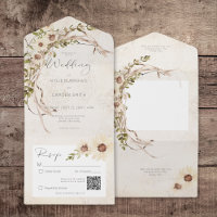 Boho Cream Daisies & séché Grass QR Code
