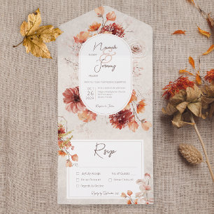 Invitation Tout En Un Boho Crème désossée Automne Dîner Floral