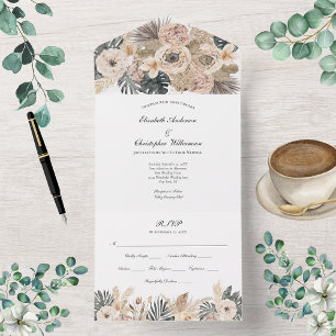 Invitation Tout En Un Boho Floral BotaniqueMariage Tout En Un