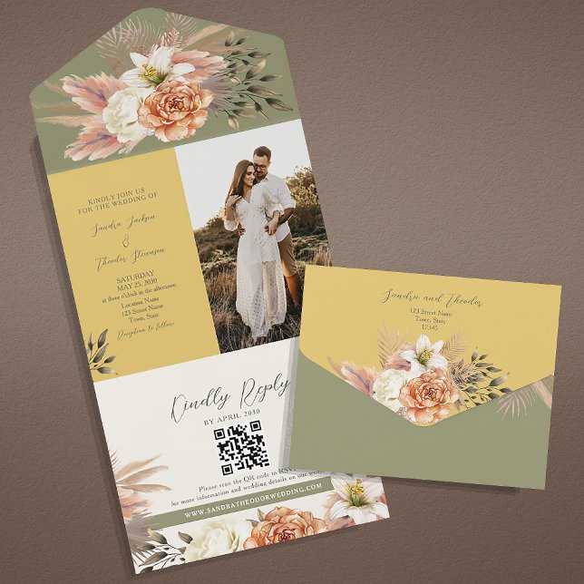 Invitation Tout En Un Boho Floral Spring Wedding (Créateur téléchargé)