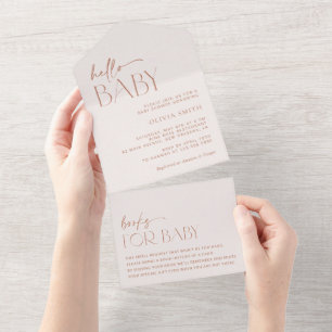 Invitation Tout En Un Boho minimal, Moderne, Terracotta, Baby shower