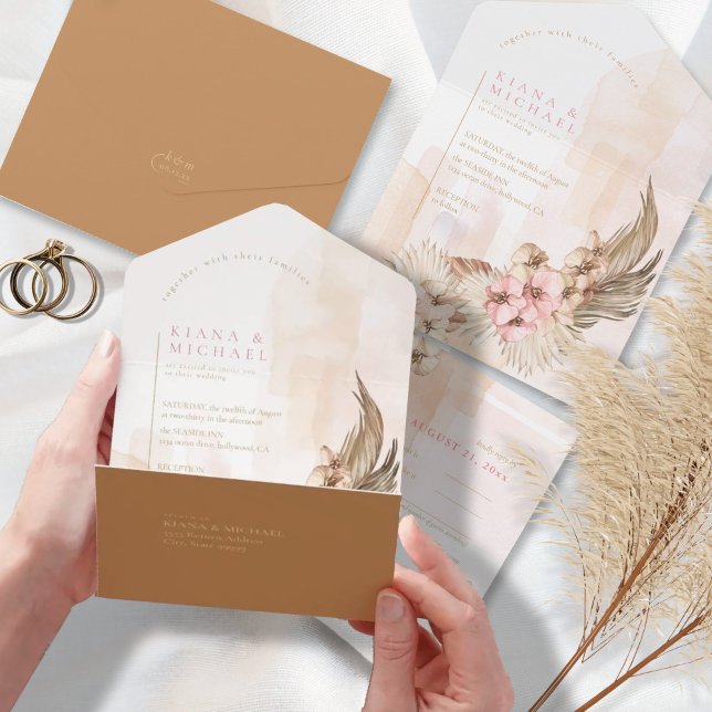 Invitation Tout En Un Boho Oasis Mariage ID959 (Créateur téléchargé)