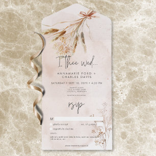 Invitation Tout En Un Boho Pampas rustique & Bouquet d'herbe séchée Pas
