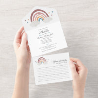 Boho Rainbow Watercolor Script Baby shower chic