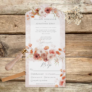 Invitation Tout En Un Boho rouille moderne et dîner floral neutre