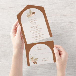 Invitation Tout En Un Boho Rustique automne fleurs Mariage automne