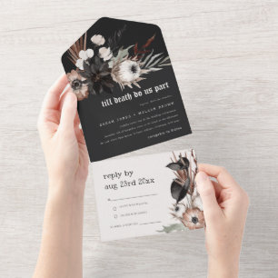 Invitation Tout En Un Boho Rustique rouille gothique Mariage botanique n