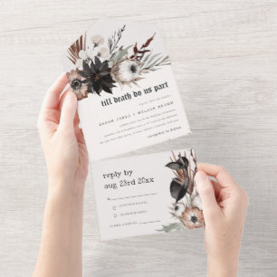 Invitation Tout En Un Boho Rustique rouille gothique Mariage botanique n