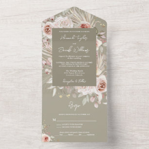 Invitation Tout En Un Boho Sage Green Rustic Floral avec Mariage RSVP