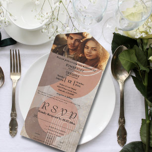 Invitation Tout En Un Boho Terracotta Brown Abstrait QR Code Minimaliste