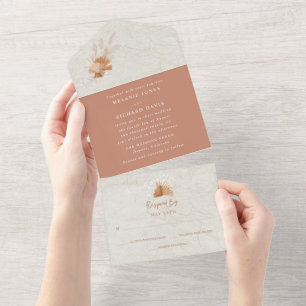Invitation Tout En Un Boho Terracotta Mariage d'automne