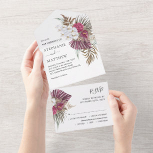 Invitation Tout En Un Boho Tropical Floral Orchid Mariage