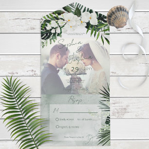 Invitation Tout En Un Boho Tropical Green Modern Photo No Dinner