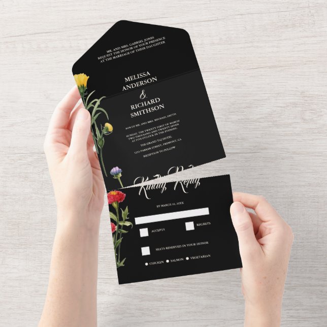 Invitation Tout En Un Bold Big Monogram Simple Wedding (Déchirure)