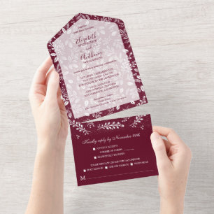 Invitation Tout En Un Botanique blanche sur Mariage Bourgogne
