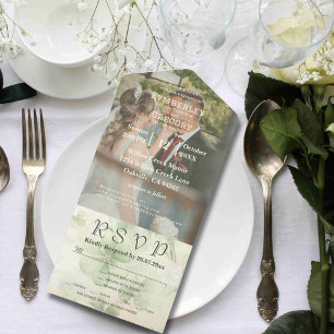 Invitation Tout En Un Botanique Quatre feuilles Clover Green Chartreuse