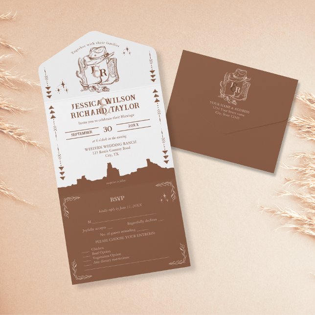 Invitation Tout En Un Bottes Russe Western Desert Cowboy Crâne (Créateur téléchargé)
