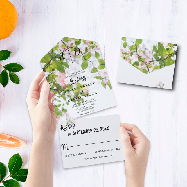Invitation Tout En Un Bougainvilliers de verdure rustique Mariage floral (Créateur téléchargé)