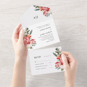 Invitation Tout En Un Bouquet Boho avec Mariage Rose