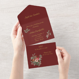 Invitation Tout En Un Bouquet de rose