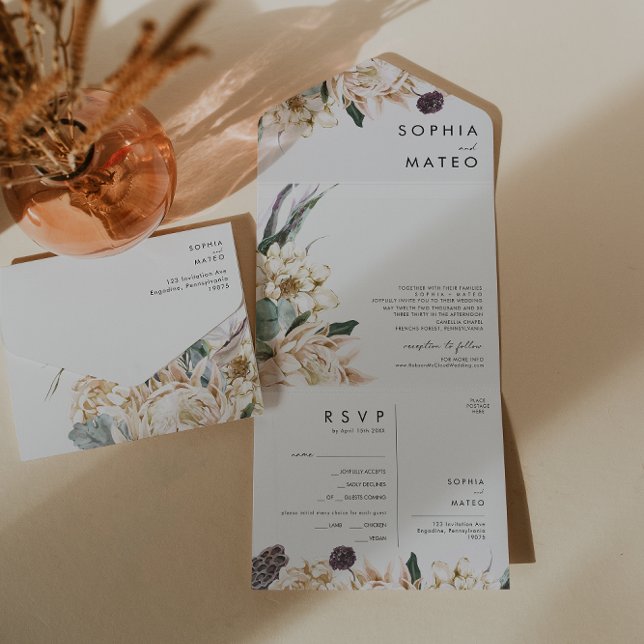 Invitation Tout En Un Bouquet Floral Blanc Sceller Et Envoyer (Créateur téléchargé)