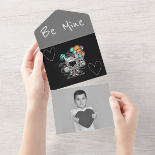 Invitation Tout En Un Boys Robot in Space Ajouter Photo Valentines Day C