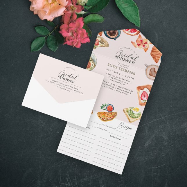 Invitation Tout En Un Brosse de brunch nuptiale gaufre et recette (Créateur téléchargé)
