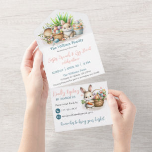 Invitation Tout En Un Brunch de Pâques et chasse aux oeufs