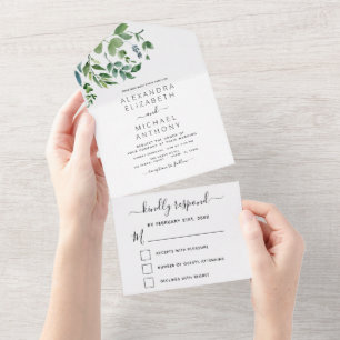 Invitation Tout En Un Budget Botanique Mariage de verdure