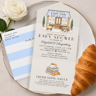 Invitation Tout En Un Café Bébé Garçon Baby Shower Parisien