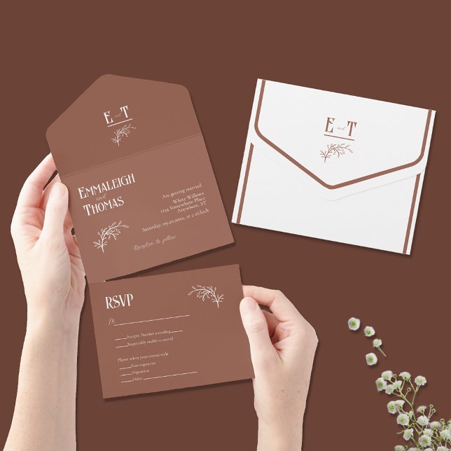 Invitation Tout En Un Caliente Cocoa Simple Mariage moderne (Créateur téléchargé)