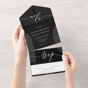 Invitation Tout En Un Calligraphie noire simple ligne géométrique de mar